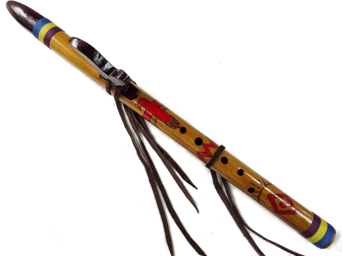 Flauta Nativa Ashar - Série Tribal Pássaro Vermelho - Estilo Nativa Americana
