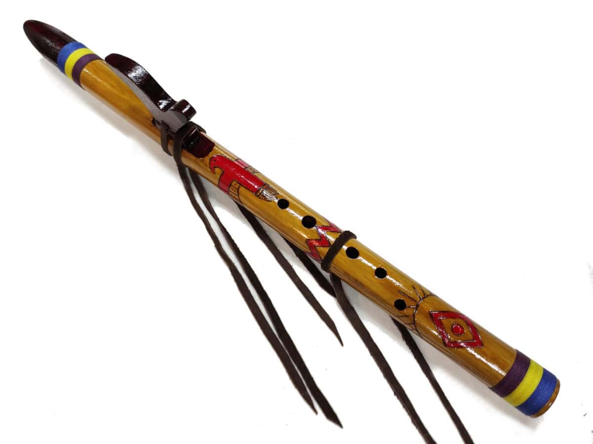 Flauta Nativa Ashar - Série Tribal Pássaro Vermelho - Estilo Nativa Americana