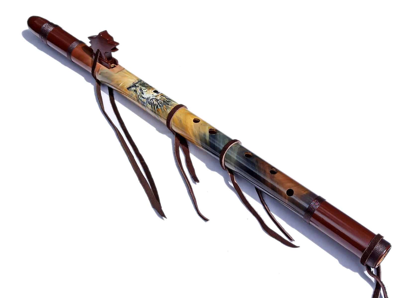 Native Flute Ashar Totem Wolf E