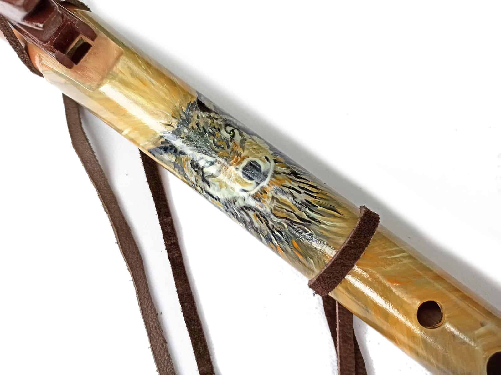 Native Flute Ashar Totem Wolf E